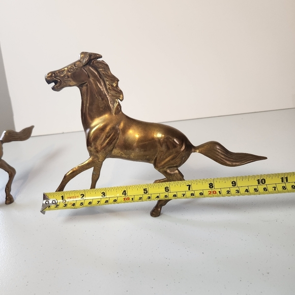 Vintage Modernist Mustang Horse Set Of 2 Brass Horses Figurine 1970s 70s Decor - Picture 6 of 7